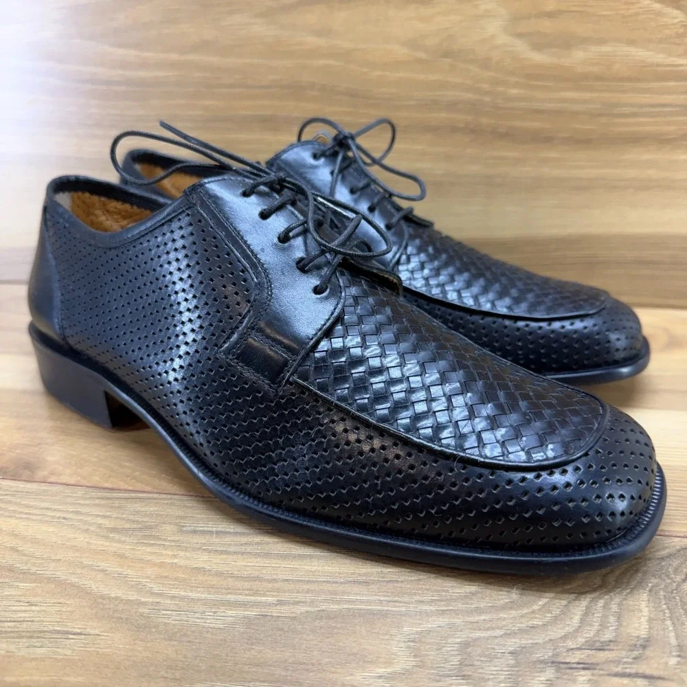 ET Wright Masters Collection Woven Oxford Mens 8.5 EE Black Leather Perf Modern